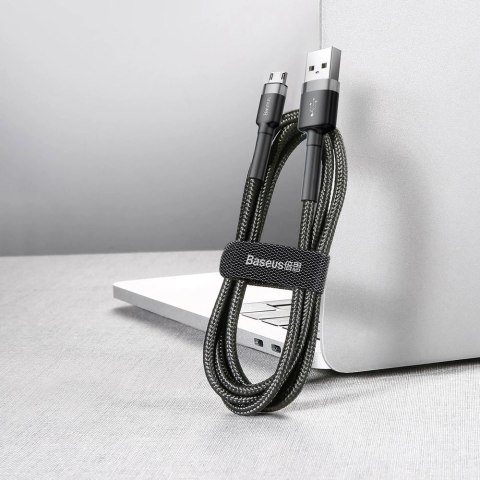 Kabel Baseus Cafule Cable CAMKLF-AG1 USB-A / micro USB 2.4A 0.5 m - czarno-szary Kabel Baseus Cafule Cable CAMKLF-AG1 USB-A / micro USB 2.4A 0.5 m - czarno-szary