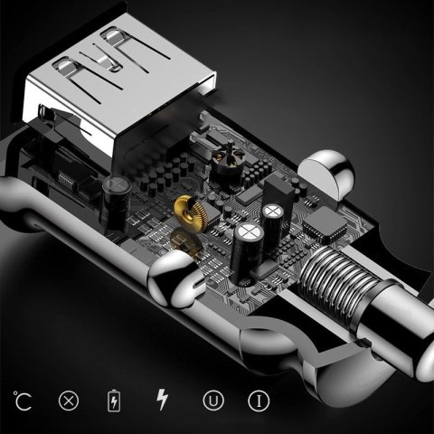Mini ładowarka Baseus Grain Car Charger CCALL-ML01 samochodowa 2x USB-A 3.1A - czarna Mini ładowarka Baseus Grain Car Charger CCALL-ML01 samochodowa 2x USB-A 3.1A - czarna