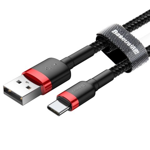 Baseus Cafule Cable wytrzymały nylonowy kabel przewód USB / USB-C QC3.0 2A 3M czarno-czerwony (CATKLF-U91) Baseus Cafule Cable wytrzymały nylonowy kabel przewód USB / USB-C QC3.0 2A 3M czarno-czerwony (CATKLF-U91)