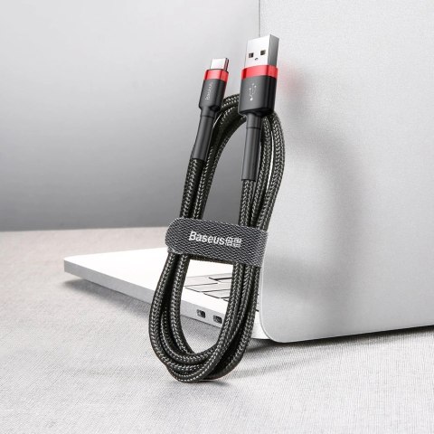 Baseus Cafule Cable wytrzymały nylonowy kabel przewód USB / USB-C QC3.0 2A 3M czarno-czerwony (CATKLF-U91) Baseus Cafule Cable wytrzymały nylonowy kabel przewód USB / USB-C QC3.0 2A 3M czarno-czerwony (CATKLF-U91)