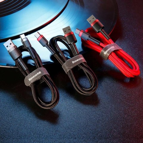 Baseus Cafule Cable wytrzymały nylonowy kabel przewód USB / USB-C QC3.0 2A 3M czarno-czerwony (CATKLF-U91) Baseus Cafule Cable wytrzymały nylonowy kabel przewód USB / USB-C QC3.0 2A 3M czarno-czerwony (CATKLF-U91)