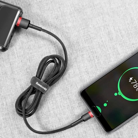 Baseus Cafule Cable wytrzymały nylonowy kabel przewód USB / USB-C QC3.0 2A 3M czarno-czerwony (CATKLF-U91) Baseus Cafule Cable wytrzymały nylonowy kabel przewód USB / USB-C QC3.0 2A 3M czarno-czerwony (CATKLF-U91)