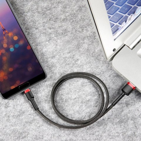 Baseus Cafule Cable wytrzymały nylonowy kabel przewód USB / USB-C QC3.0 2A 3M czarno-czerwony (CATKLF-U91) Baseus Cafule Cable wytrzymały nylonowy kabel przewód USB / USB-C QC3.0 2A 3M czarno-czerwony (CATKLF-U91)