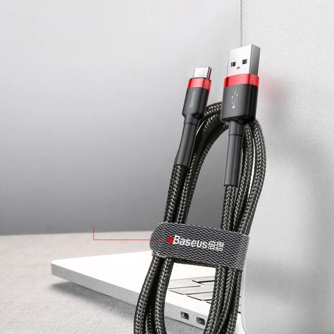 Baseus Cafule Cable wytrzymały nylonowy kabel przewód USB / USB-C QC3.0 2A 3M czarno-czerwony (CATKLF-U91) Baseus Cafule Cable wytrzymały nylonowy kabel przewód USB / USB-C QC3.0 2A 3M czarno-czerwony (CATKLF-U91)