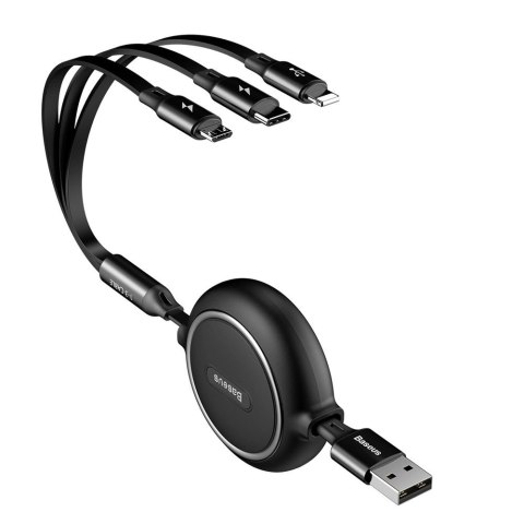 Baseus Golden Loop rozwijany kabel 3w1 USB - micro USB / Lightning / USB-C 3.5A 35cm - 120cm czarny (CAMLT-JH01) Baseus Golden Loop rozwijany kabel 3w1 USB - micro USB / Lightning / USB-C 3.5A 35cm - 120cm czarny (CAMLT-JH01)