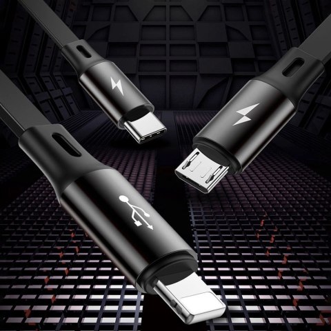 Baseus Golden Loop rozwijany kabel 3w1 USB - micro USB / Lightning / USB-C 3.5A 35cm - 120cm czarny (CAMLT-JH01) Baseus Golden Loop rozwijany kabel 3w1 USB - micro USB / Lightning / USB-C 3.5A 35cm - 120cm czarny (CAMLT-JH01)