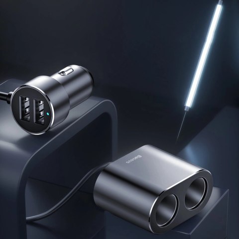 Rozdzielacz Baseus CRDYQ-01 2x gniazdo zapalniczki 80W 2x USB-A 3.1A - czarny Rozdzielacz Baseus CRDYQ-01 2x gniazdo zapalniczki 80W 2x USB-A 3.1A - czarny