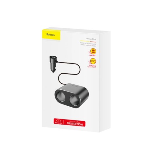 Rozdzielacz Baseus CRDYQ-01 2x gniazdo zapalniczki 80W 2x USB-A 3.1A - czarny Rozdzielacz Baseus CRDYQ-01 2x gniazdo zapalniczki 80W 2x USB-A 3.1A - czarny