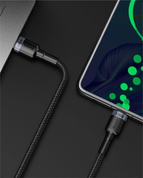 Kabel Baseus CATKLF-ALG1 USB-C - USB-C PD QC 100W 5A 2m - szary Kabel Baseus CATKLF-ALG1 USB-C - USB-C PD QC 100W 5A 2m - szary