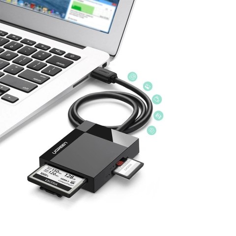 Czytnik kart pamięci Ugreen CR125 30231 SD / micro SD / CF / MS z kablem USB 3.0 1m - czarny Czytnik kart pamięci Ugreen CR125 30231 SD / micro SD / CF / MS z kablem USB 3.0 1m - czarny