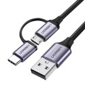 Ugreen kabel przewód 2w1 USB - micro USB / USB Typ C 1m 2,4A czarny (30875) Ugreen kabel przewód 2w1 USB - micro USB / USB Typ C 1m 2,4A czarny (30875)