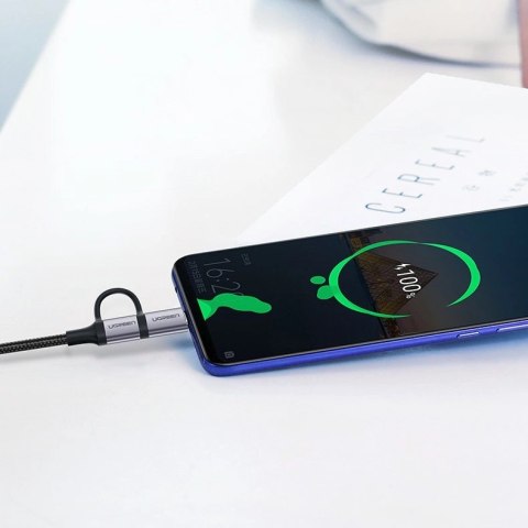 Ugreen kabel przewód 2w1 USB - micro USB / USB Typ C 1m 2,4A czarny (30875) Ugreen kabel przewód 2w1 USB - micro USB / USB Typ C 1m 2,4A czarny (30875)