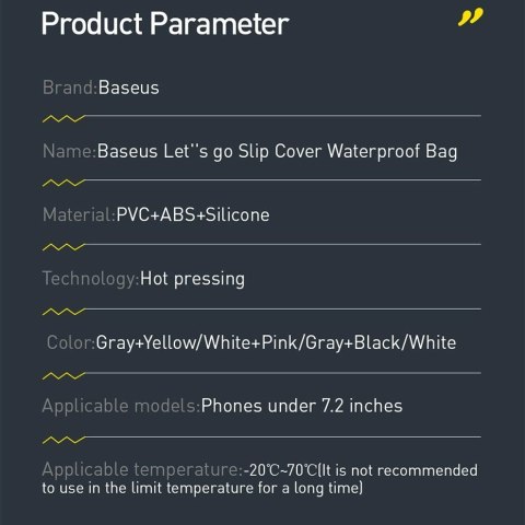 Baseus uniwersalny wodoodporny pokrowiec etui na telefon (max 7,2'') na basen nad wodę IPX8 czarny (ACFSD-DG1) Baseus uniwersalny wodoodporny pokrowiec etui na telefon (max 7,2'') na basen nad wodę IPX8 czarny (ACFSD-DG1)