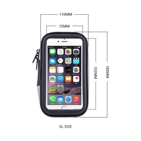 Rowerowy wodoodporny motocyklowy uchwyt torba sakwa na telefon na kierownicę XL (max wymiar telefonu: 165 mm x 80 mm) czarny (be Rowerowy wodoodporny motocyklowy uchwyt torba sakwa na telefon na kierownicę XL (max wymiar telefonu: 165 mm x 80 mm) czarny (be
