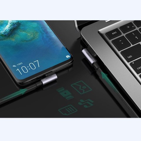 Ugreen kątowy kabel przewód USB - USB Typ C Quick Charge 3.0 QC3.0 3 A 2 m szary (US176 20857) Ugreen kątowy kabel przewód USB - USB Typ C Quick Charge 3.0 QC3.0 3 A 2 m szary (US176 20857)