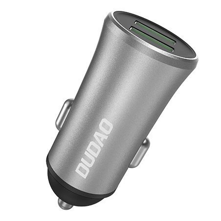 Dudao 3,4A inteligentna ładowarka samochodowa 2x USB srebrny (R6S silver) Dudao 3,4A inteligentna ładowarka samochodowa 2x USB srebrny (R6S silver)