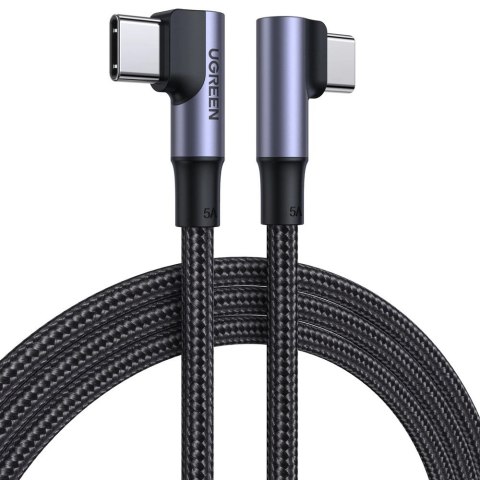 Kabel Ugreen US335 70698 kątowy USB-C - USB-C PD QC FCP 100W 5A 480Mb/s 2m - czarny Kabel Ugreen US335 70698 kątowy USB-C - USB-C PD QC FCP 100W 5A 480Mb/s 2m - czarny