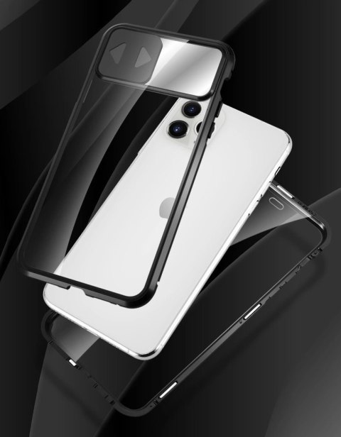 Wozinsky Magnetic Cam Slider Case magnetyczne etui 360 na cały telefon szkło na ekran osłona na aparat Huawei P40 czarny Wozinsky Magnetic Cam Slider Case magnetyczne etui 360 na cały telefon szkło na ekran osłona na aparat Huawei P40 czarny