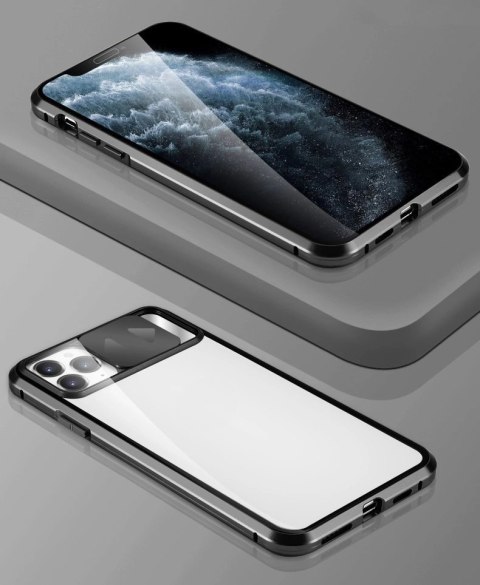 Wozinsky Magnetic Cam Slider Case magnetyczne etui 360 na cały telefon szkło na ekran osłona na aparat Huawei P40 czarny Wozinsky Magnetic Cam Slider Case magnetyczne etui 360 na cały telefon szkło na ekran osłona na aparat Huawei P40 czarny