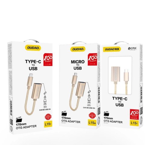 Dudao adapter przejściówka kabel OTG z USB 2.0 na USB Typ C szary (L15T) Dudao adapter przejściówka kabel OTG z USB 2.0 na USB Typ C szary (L15T)
