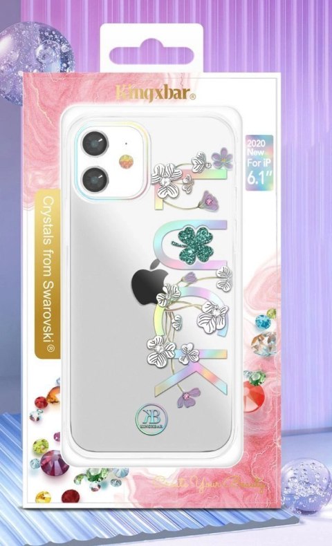 Kingxbar Lucky Series etui ozdobione oryginalnymi Kryształami Swarovskiego iPhone 12 mini przezroczysty (Clover) Kingxbar Lucky Series etui ozdobione oryginalnymi Kryształami Swarovskiego iPhone 12 mini przezroczysty (Clover)