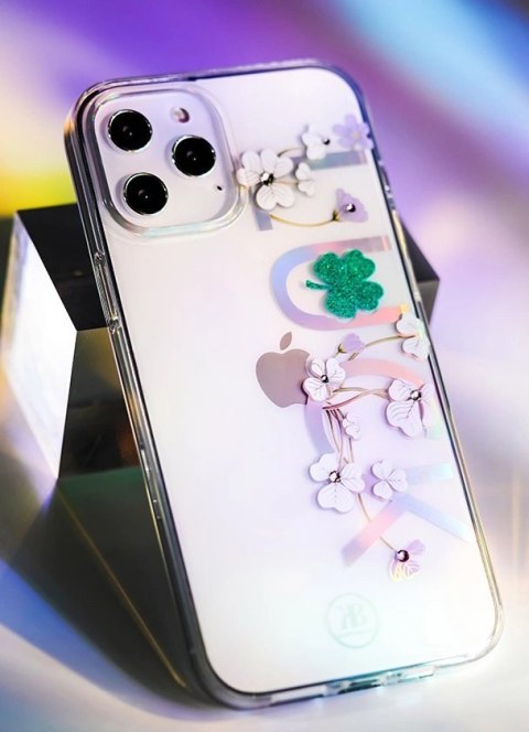 Kingxbar Lucky Series etui ozdobione oryginalnymi Kryształami Swarovskiego iPhone 12 mini przezroczysty (Clover) Kingxbar Lucky Series etui ozdobione oryginalnymi Kryształami Swarovskiego iPhone 12 mini przezroczysty (Clover)