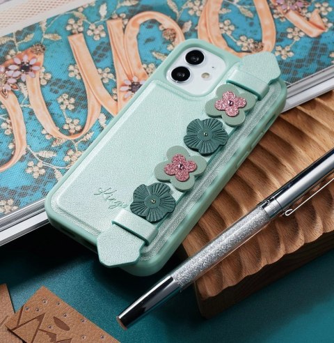 Kingxbar Sweet Series żelowe etui ozdobione oryginalnymi Kryształami Swarovskiego z podstawką iPhone 12 Pro / iPhone 12 niebiesk Kingxbar Sweet Series żelowe etui ozdobione oryginalnymi Kryształami Swarovskiego z podstawką iPhone 12 Pro / iPhone 12 niebiesk