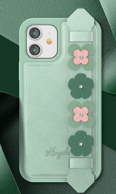 Kingxbar Sweet Series żelowe etui ozdobione oryginalnymi Kryształami Swarovskiego z podstawką iPhone 12 Pro / iPhone 12 zielony Kingxbar Sweet Series żelowe etui ozdobione oryginalnymi Kryształami Swarovskiego z podstawką iPhone 12 Pro / iPhone 12 zielony