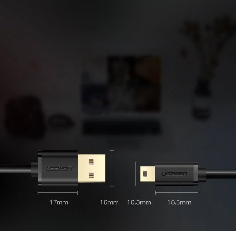 Ugreen kabel przewód USB - mini USB 480 Mbps 3 m czarny (US132 10386) Ugreen kabel przewód USB - mini USB 480 Mbps 3 m czarny (US132 10386)