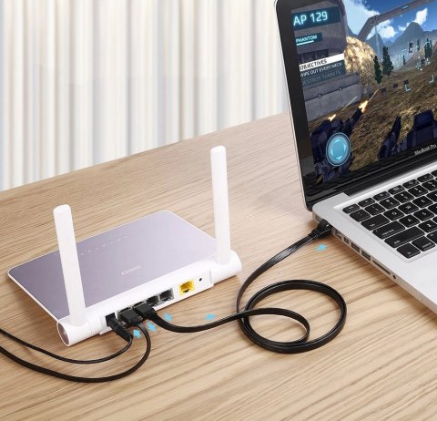Ugreen płaski kabel przewód internetowy sieciowy Ethernet patchcord RJ45 Cat 7 STP LAN 10 Gbps 10 m czarny (NW106 11265) Ugreen płaski kabel przewód internetowy sieciowy Ethernet patchcord RJ45 Cat 7 STP LAN 10 Gbps 10 m czarny (NW106 11265)