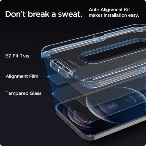 Szkło hartowane Spigen Glas.tR EZ Fit na iPhone 12 / iPhone 12 Pro - 2 szt. Szkło hartowane Spigen Glas.tR EZ Fit na iPhone 12 / iPhone 12 Pro - 2 szt.