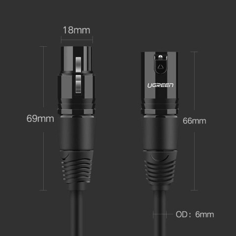 Kabel Ugreen AV130 66717 audio XLR (żeński) - XLR (męski) do mikrofonu / wzmacniacza 2m - czarny Kabel Ugreen AV130 66717 audio XLR (żeński) - XLR (męski) do mikrofonu / wzmacniacza 2m - czarny