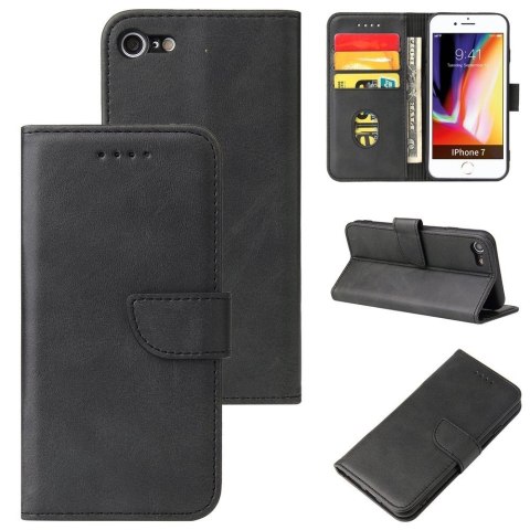 Magnet Case elegancki futerał etui pokrowiec z klapką i funkcją podstawki iPhone SE 2022 / SE 2020 / iPhone 8 / iPhone 7 czarny Magnet Case elegancki futerał etui pokrowiec z klapką i funkcją podstawki iPhone SE 2022 / SE 2020 / iPhone 8 / iPhone 7 czarny