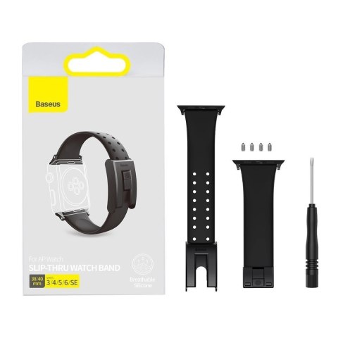 Baseus Slip-Thru pasek opaska bransoleta do Apple Watch 3/4/5/6/SE 38mm/40mm czarny (LBWSE-01) Baseus Slip-Thru pasek opaska bransoleta do Apple Watch 3/4/5/6/SE 38mm/40mm czarny (LBWSE-01)