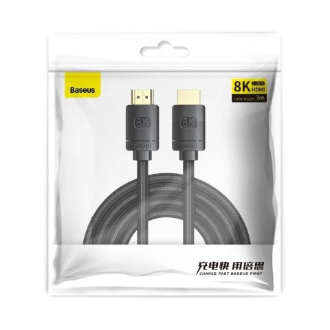 Baseus kabel HDMI 2.1 8K 60 Hz 48 Gbps / 4K 120 Hz / 2K 144 Hz 3D eARC QMS Dynamic HDR VRR ALLM 3 m czarny (CAKGQ-L01) Baseus kabel HDMI 2.1 8K 60 Hz 48 Gbps / 4K 120 Hz / 2K 144 Hz 3D eARC QMS Dynamic HDR VRR ALLM 3 m czarny (CAKGQ-L01)