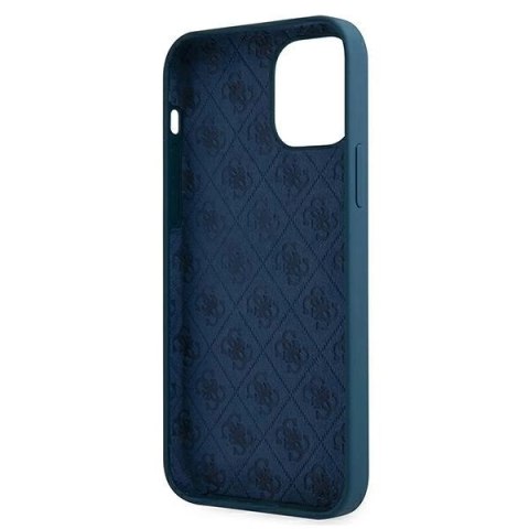 Etui Guess Metal Logo Script na iPhone 12 mini - niebieskie Etui Guess Metal Logo Script na iPhone 12 mini - niebieskie