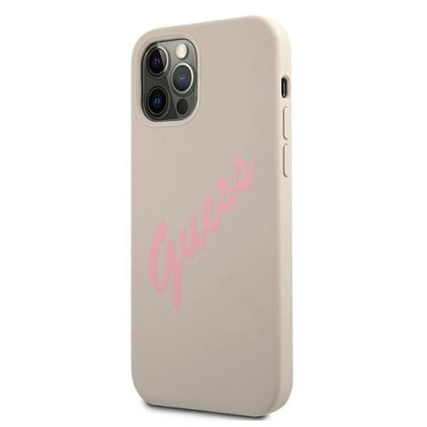 Etui Guess Silicone Vintage na iPhone 12 Pro Max - szaro-różowe Etui Guess Silicone Vintage na iPhone 12 Pro Max - szaro-różowe