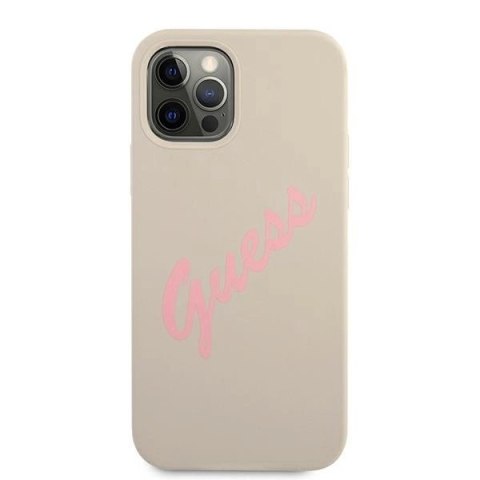 Etui Guess Silicone Vintage na iPhone 12 Pro Max - szaro-różowe Etui Guess Silicone Vintage na iPhone 12 Pro Max - szaro-różowe