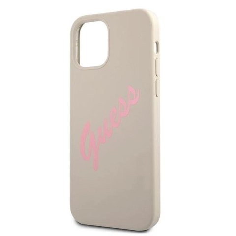 Etui Guess Silicone Vintage na iPhone 12 Pro Max - szaro-różowe Etui Guess Silicone Vintage na iPhone 12 Pro Max - szaro-różowe