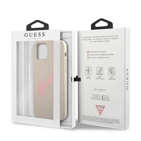 Etui Guess Silicone Vintage na iPhone 12 Pro Max - szaro-różowe Etui Guess Silicone Vintage na iPhone 12 Pro Max - szaro-różowe
