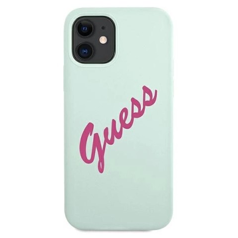 Etui Guess Silicone Vintage na iPhone 12 mini - niebiesko-różowe Etui Guess Silicone Vintage na iPhone 12 mini - niebiesko-różowe