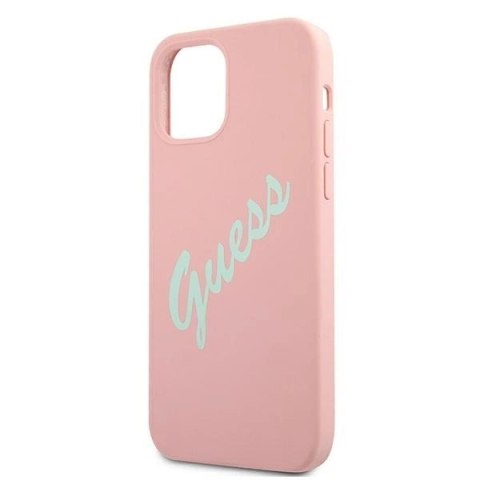 Etui Guess Silicone Vintage na iPhone 12 mini - różowo-zielone Etui Guess Silicone Vintage na iPhone 12 mini - różowo-zielone