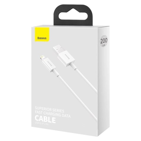 Baseus Superior kabel USB - Lightning 2,4A 2 m Biały (CALYS-C02) Baseus Superior kabel USB - Lightning 2,4A 2 m Biały (CALYS-C02)