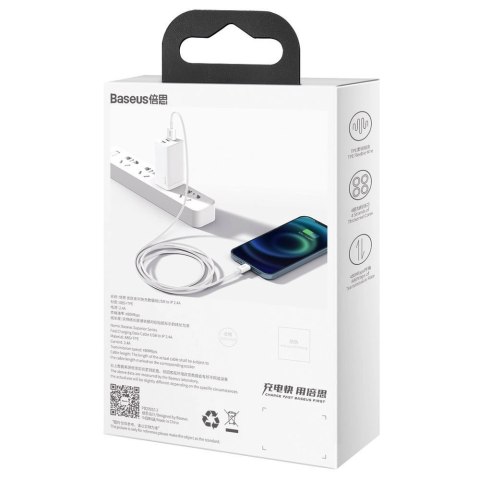Baseus Superior kabel USB - Lightning 2,4A 2 m Biały (CALYS-C02) Baseus Superior kabel USB - Lightning 2,4A 2 m Biały (CALYS-C02)