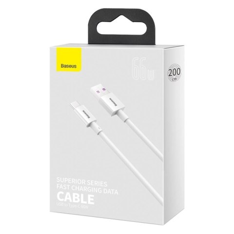 Baseus Superior kabel USB - USB Typ C 66 W 6A 2 m Biały (CATYS-A02) Baseus Superior kabel USB - USB Typ C 66 W 6A 2 m Biały (CATYS-A02)