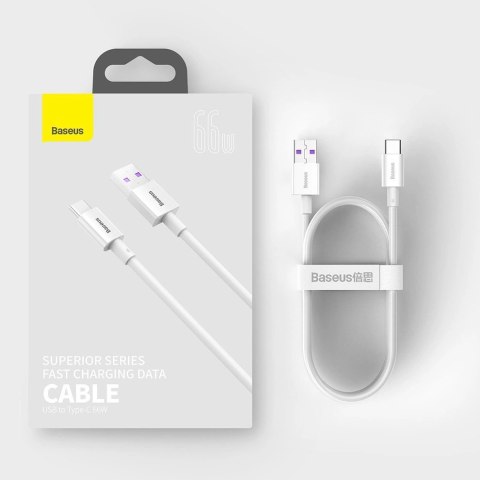 Baseus Superior kabel USB - USB Typ C 66 W 6A 2 m Biały (CATYS-A02) Baseus Superior kabel USB - USB Typ C 66 W 6A 2 m Biały (CATYS-A02)