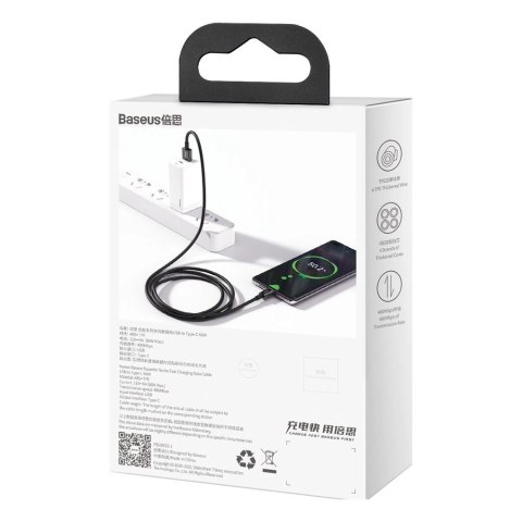 Baseus Superior kabel USB - USB Typ C 66 W (11 V / 6 A) Huawei SuperCharge SCP 1 m czarny (CATYS-01) Baseus Superior kabel USB - USB Typ C 66 W (11 V / 6 A) Huawei SuperCharge SCP 1 m czarny (CATYS-01)