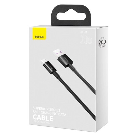 Baseus Superior kabel USB - USB Typ C 66 W (11 V / 6 A) Huawei SuperCharge SCP 2 m czarny (CATYS-A01) Baseus Superior kabel USB - USB Typ C 66 W (11 V / 6 A) Huawei SuperCharge SCP 2 m czarny (CATYS-A01)