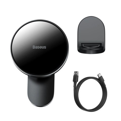 Baseus samochodowy uchwyt magnetyczny bezprzewodowa indukcyjna ładowarka Qi 15 W (kompatybilna z MagSafe do iPhone) czarny (WXJN Baseus samochodowy uchwyt magnetyczny bezprzewodowa indukcyjna ładowarka Qi 15 W (kompatybilna z MagSafe do iPhone) czarny (WXJN