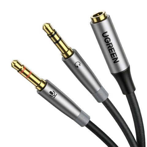 Ugreen kabel rozdzielacz AUX 3,5 mm mini jack (żeński) - 2x 3,5 mm mini jack (męski - mikrofon i słuchawki) srebrny (AV193 50255 Ugreen kabel rozdzielacz AUX 3,5 mm mini jack (żeński) - 2x 3,5 mm mini jack (męski - mikrofon i słuchawki) srebrny (AV193 50255